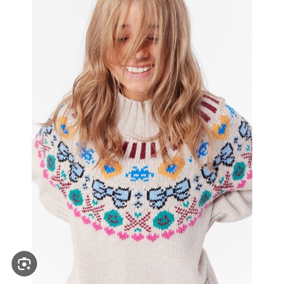 Molo Other - Molo Beige Sweater with Colorful Pattern